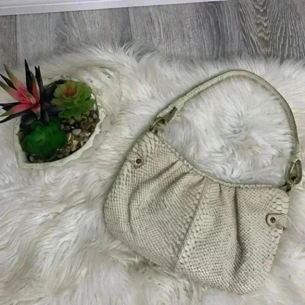 Calvin Klein ivory snakeskin satchel bag
